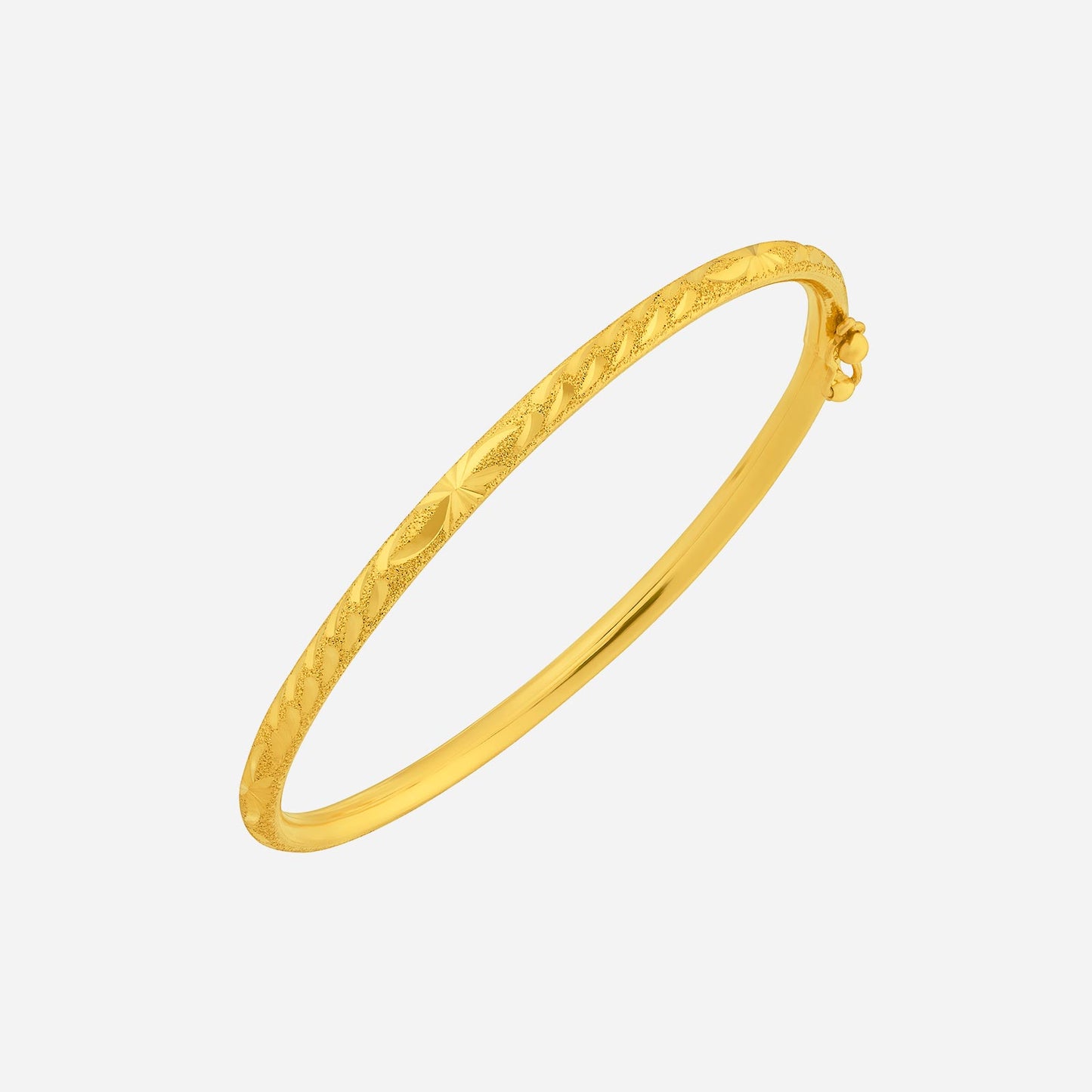 motif bangle in 24k yellow gold featuring intricate detailing for a timeless elegance. perfect for any occasion.