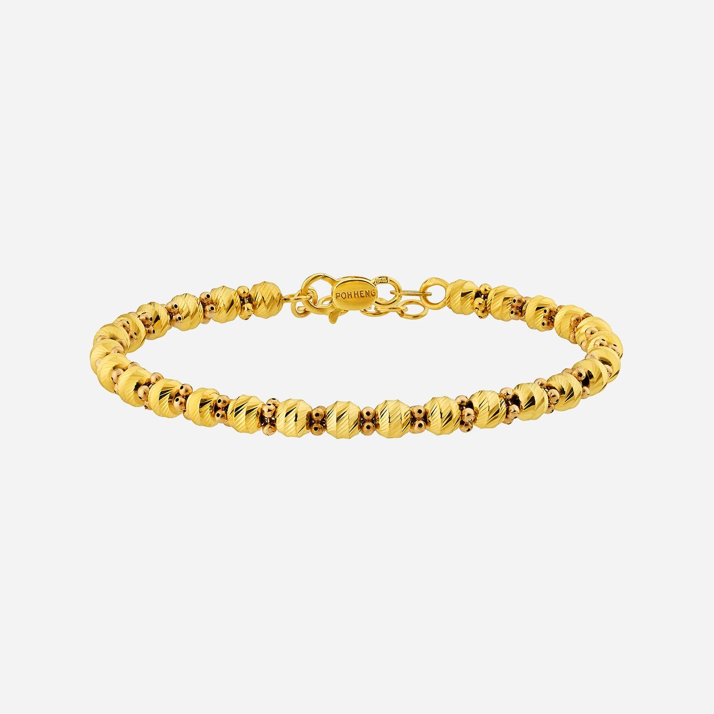 22k yellow gold crafted bangle featuring textured beads and an adjustable design for a comfortable fit.