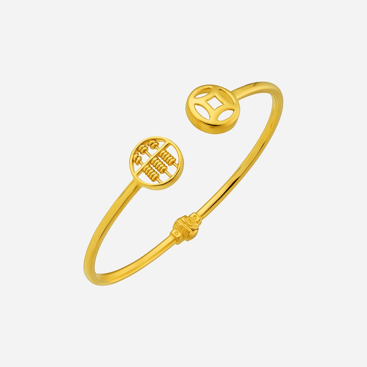 22k yellow gold abacus bangle with movable beads and playful design, symbolizing tradition and wealth.