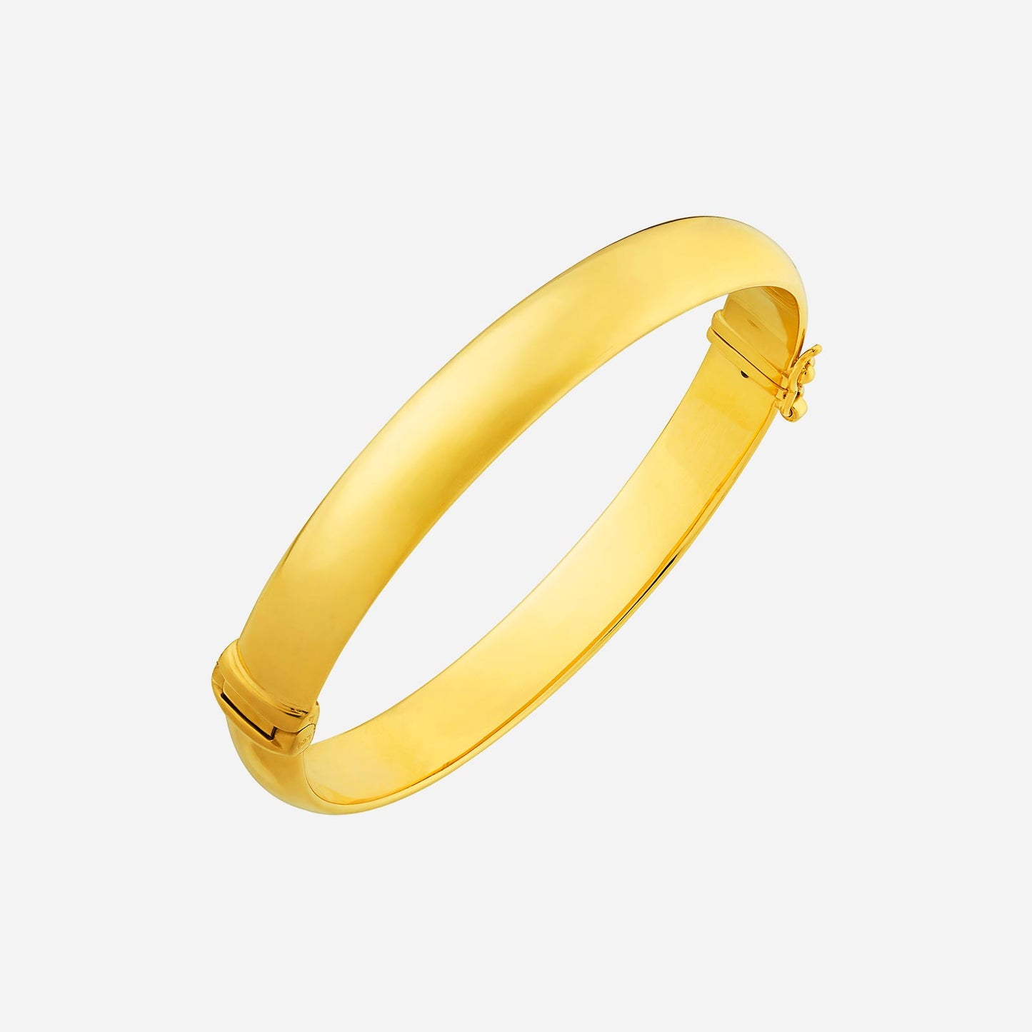 dome bangle in yellow gold, plain and oval design for elegant wrist style. perfect for any occasion.