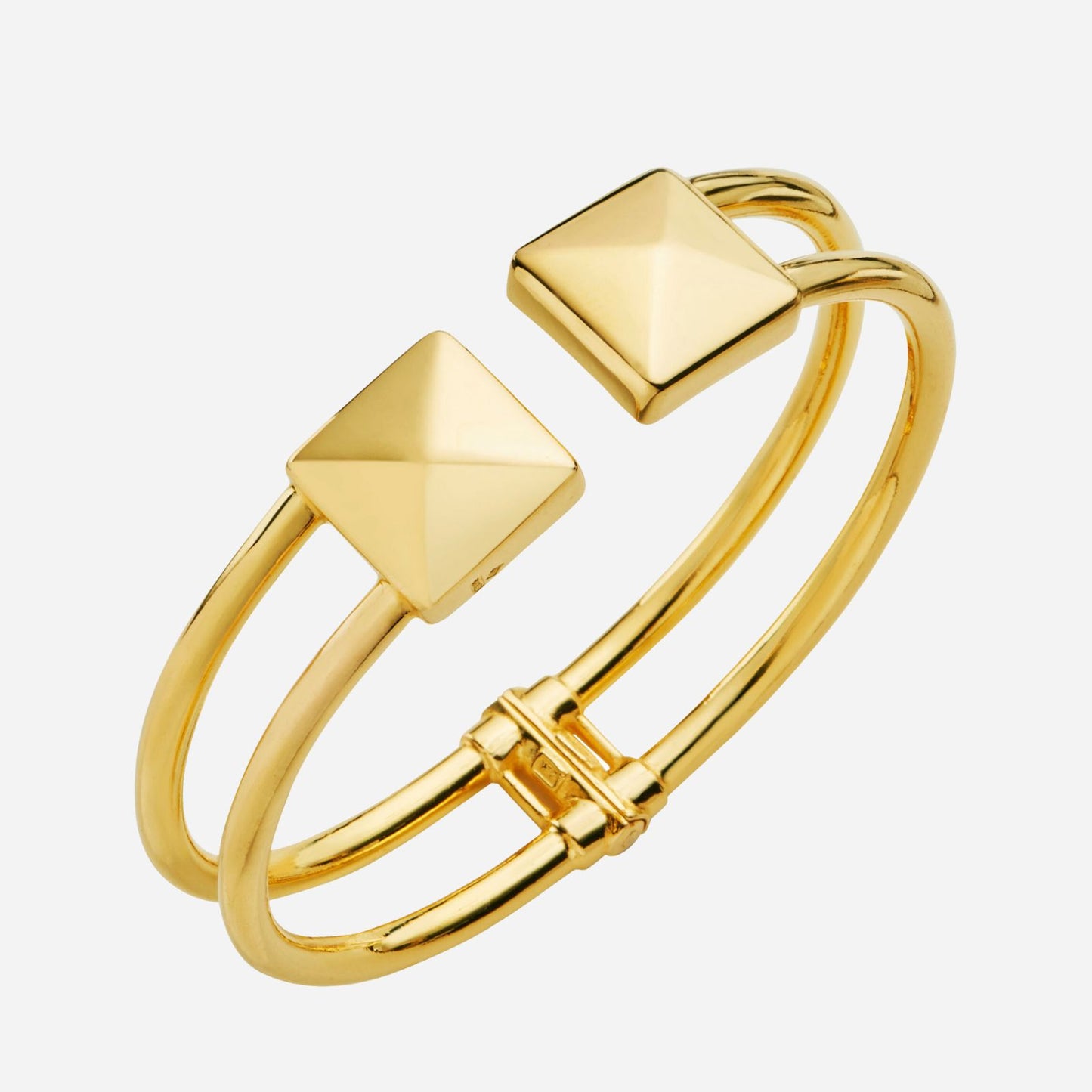 22k yellow gold open cuff bangle featuring bold square ends for a modern and stylish look.
