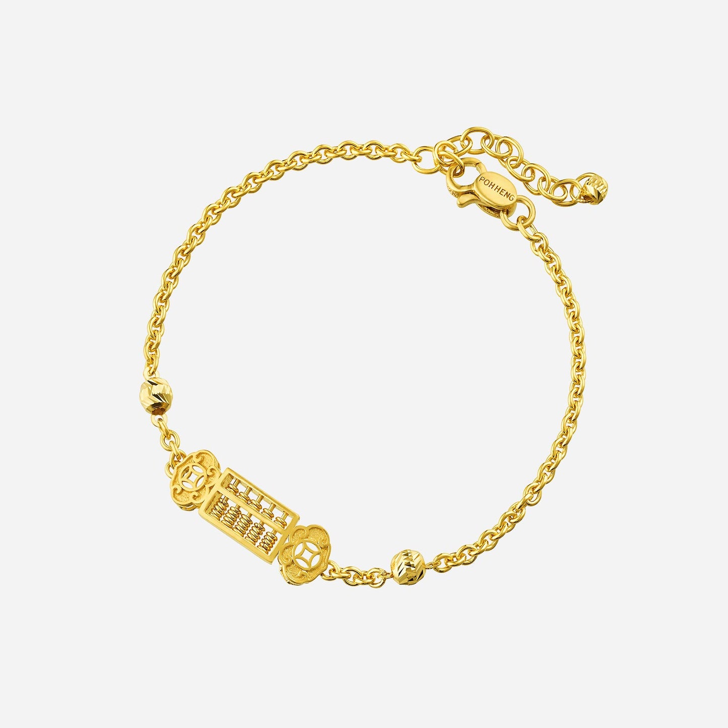 22k yellow gold abacus bracelet featuring decorative beads and intricate design for a timeless, elegant look.