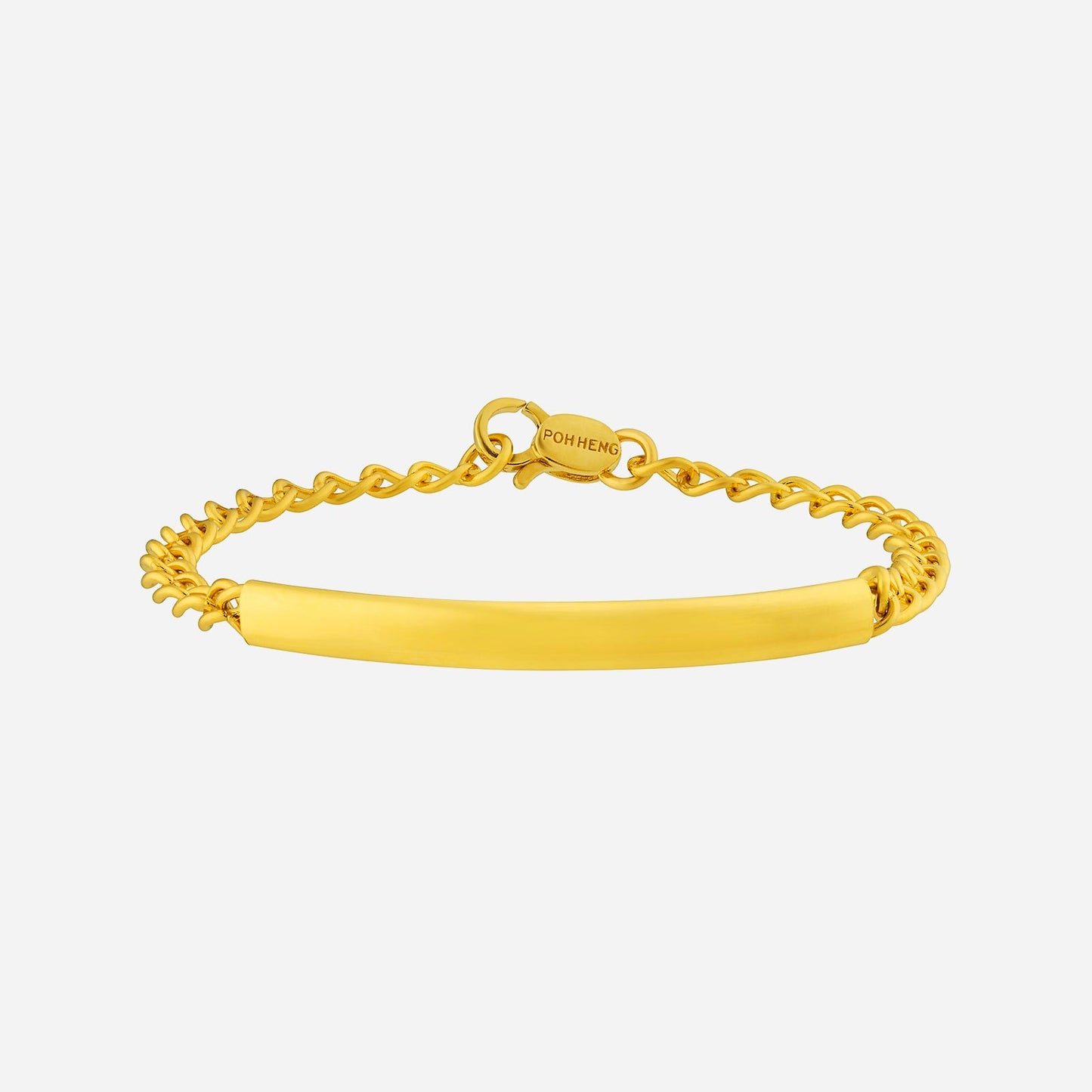 22k yellow gold baby bracelet with a sleek design and clasp, perfect for early childhood celebrations.
