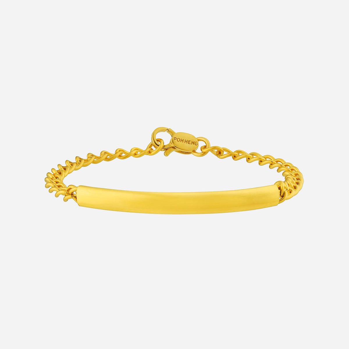 22k yellow gold baby bracelet with a simple bar design and delicate chain, perfect for young children.