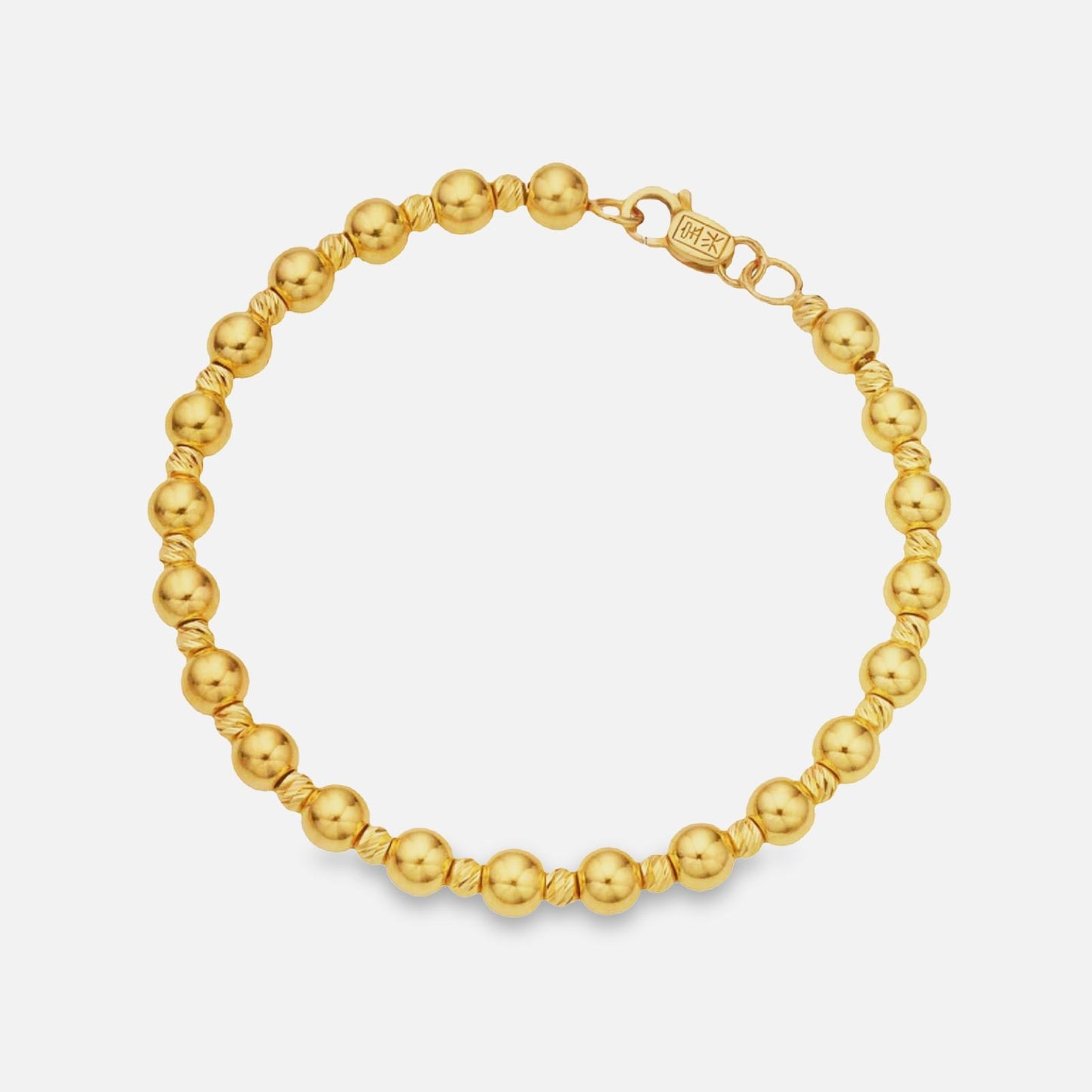 beaded bracelet in 22k yellow gold with polished spherical beads and twisted accents for a luxurious design.