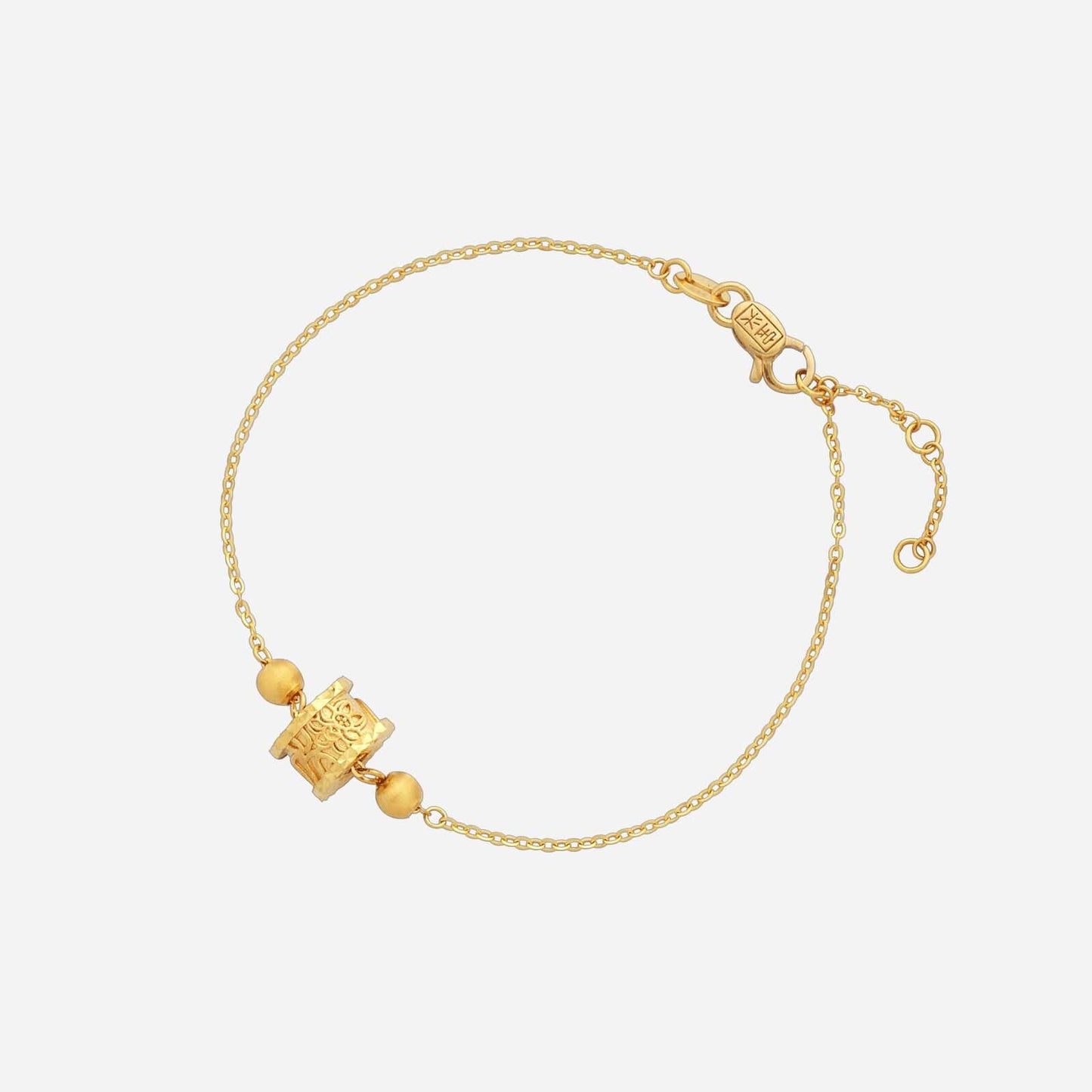 eternal love bracelet in 22k yellow gold featuring a lotus design and gold beads, perfect for modern brides.