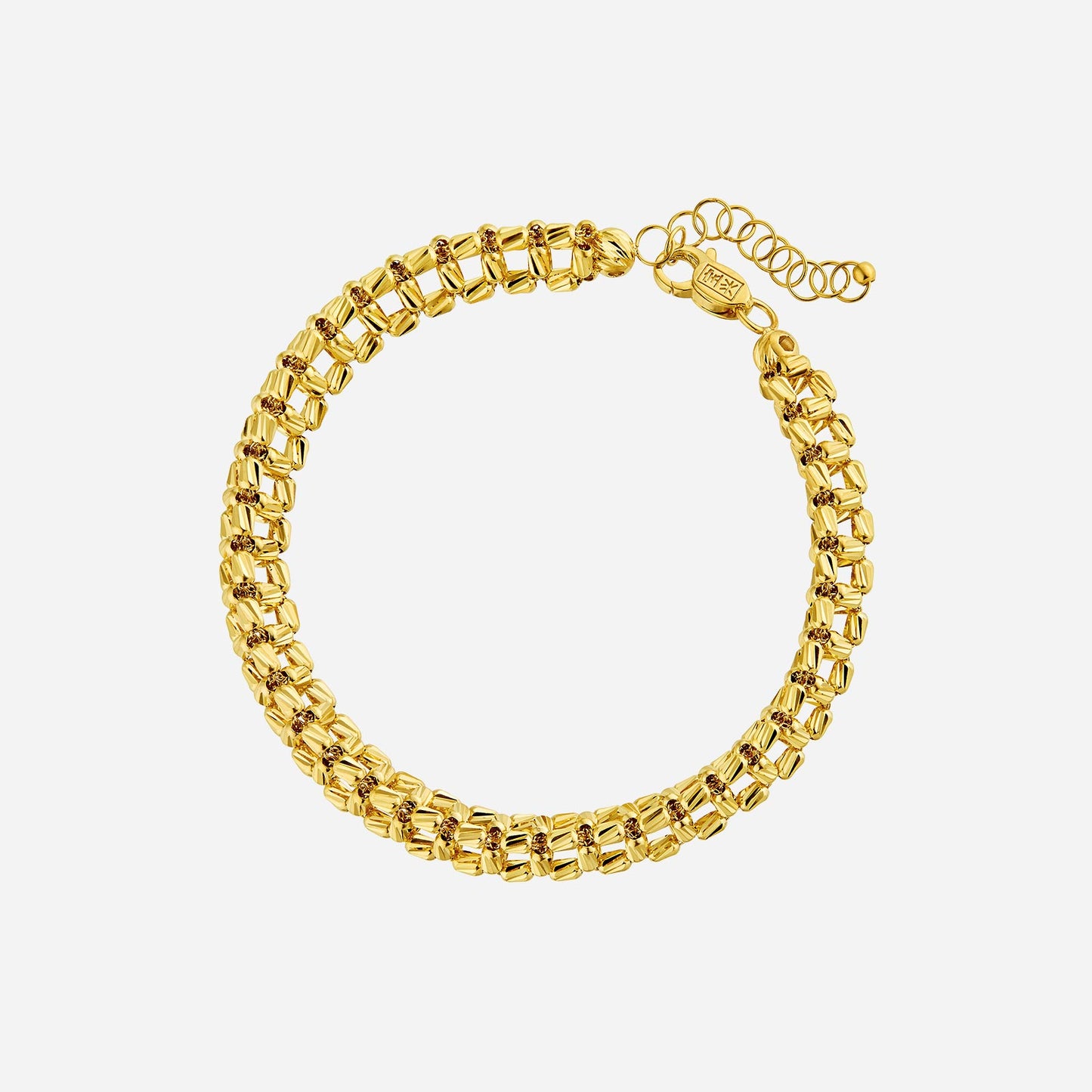beaded chain bracelet in 22k yellow gold with a bold, linked design for a striking look.