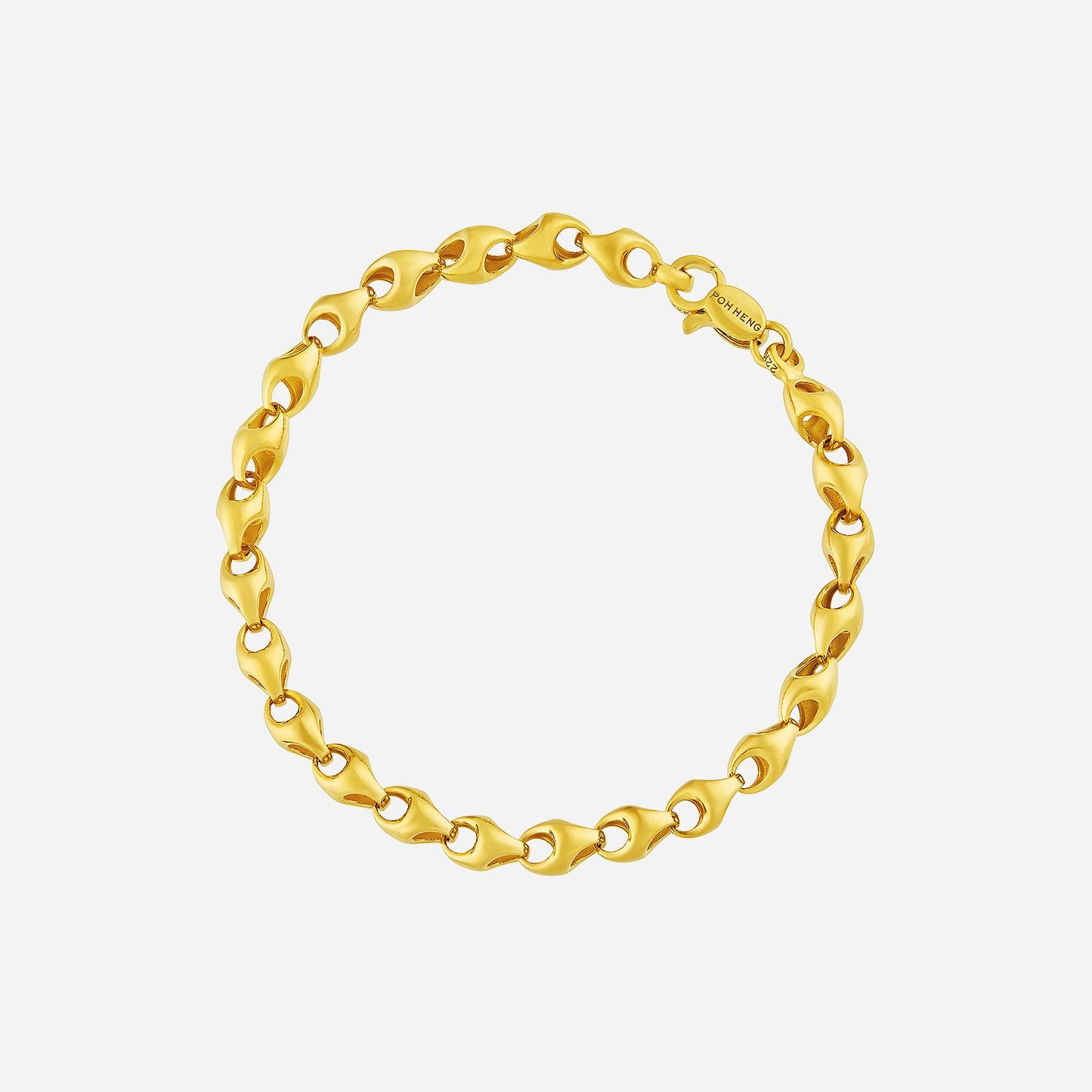 22k yellow gold solace bracelet with a sleek chain-link design, perfect for everyday elegance and special occasions.