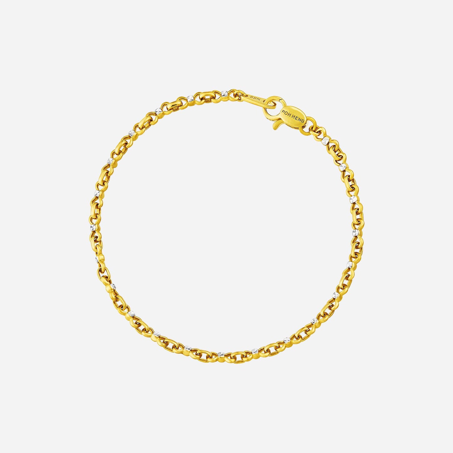 nautical link bracelet in 22k yellow and white gold featuring intertwined links and secure clasp design.