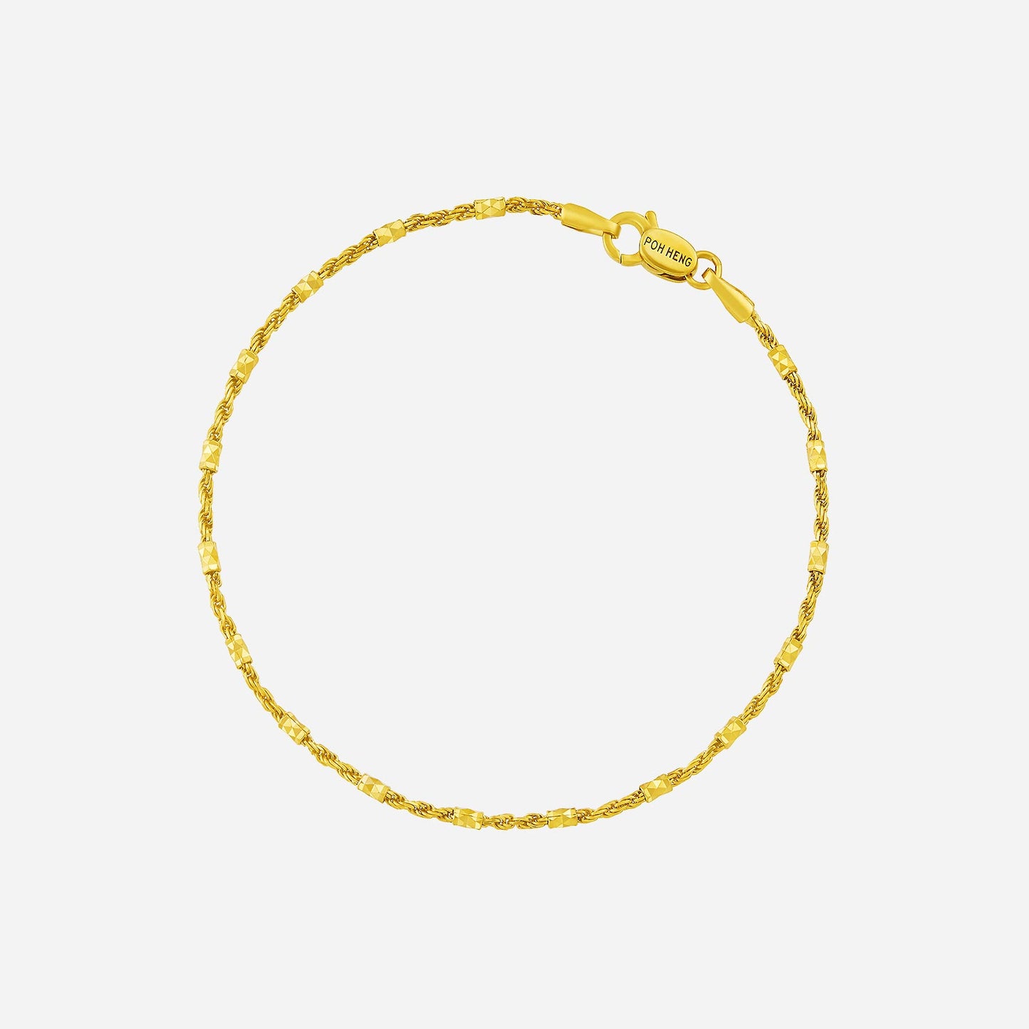 roped beaded bracelet in 22k yellow gold with a twisted design and sculpted beads. elegant accessory for daily wear.