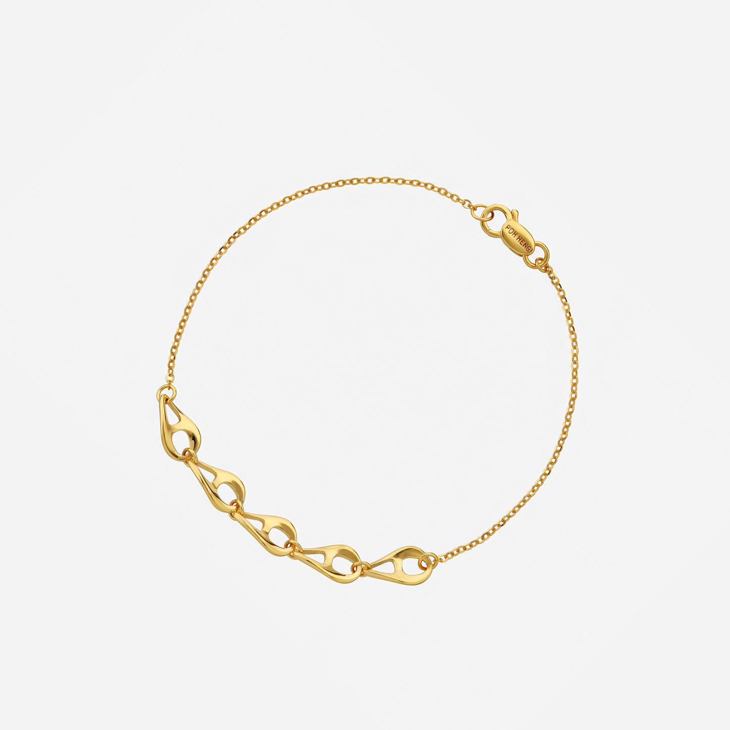 dew link bracelet in 22k yellow gold with elongated teardrop links, elegantly designed for a graceful look.