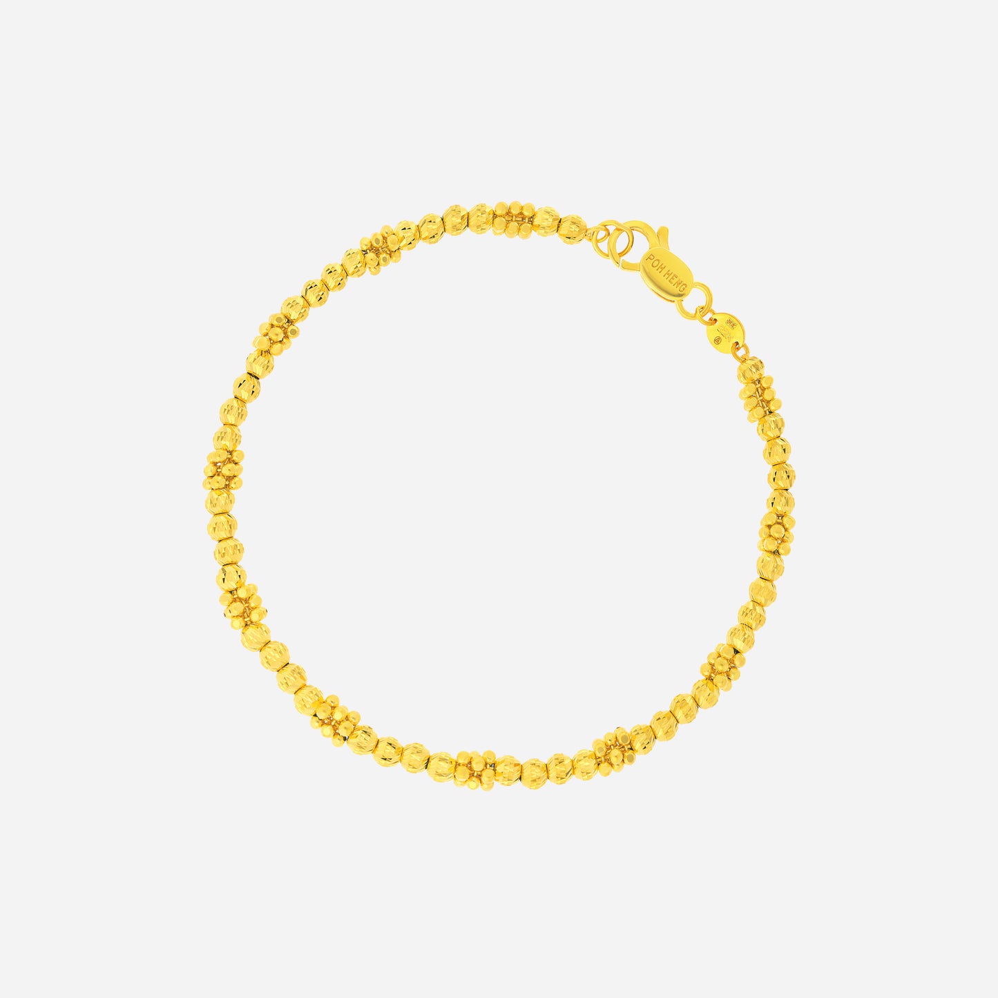 beaded bracelet in 22k yellow gold, featuring textured golden beads in alternating sizes for a vibrant design.