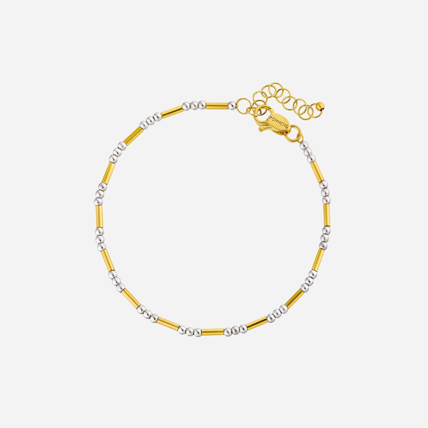 beaded chain bracelet in 22k yellow and white gold with shiny beads and sleek design for a sophisticated look.