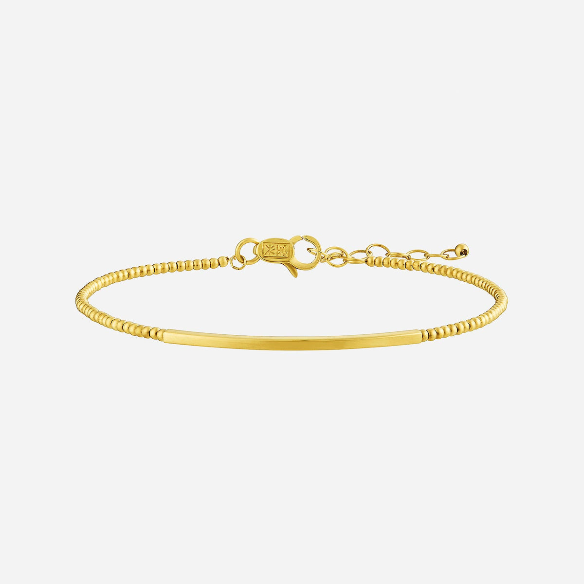 22k yellow gold beaded chain bracelet with a minimalist design and radiant finish. elegant everyday accessory.