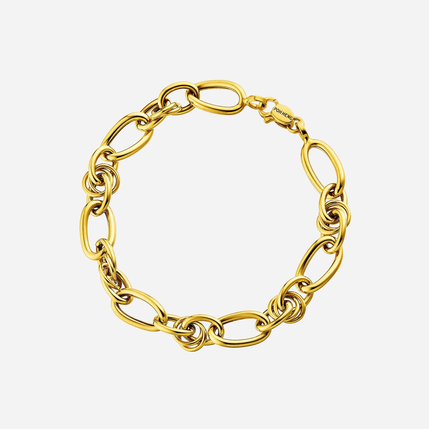 interlock chain bracelet in 22k yellow gold with a seamless, stylish link design for a sophisticated look.