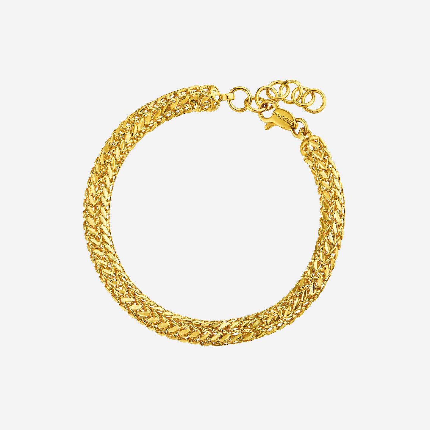 22k yellow gold bracelet featuring a braided design with a secure clasp for a bold statement.