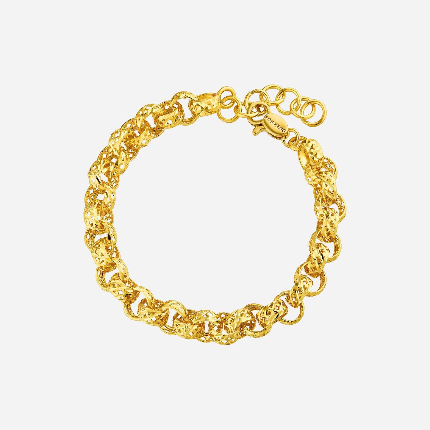 22k yellow gold loop link bracelet with bold interlocking loops for a sophisticated look.