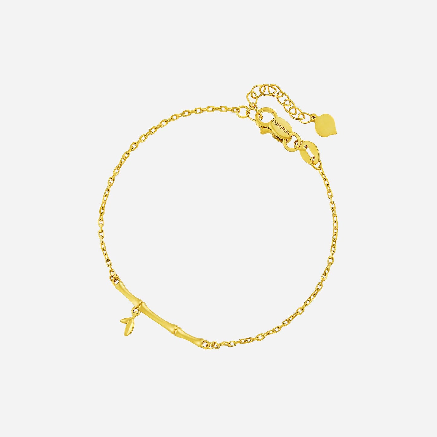 22k yellow gold leafy bamboo bracelet featuring an intricate bamboo and leaf design, perfect for elegant styling.