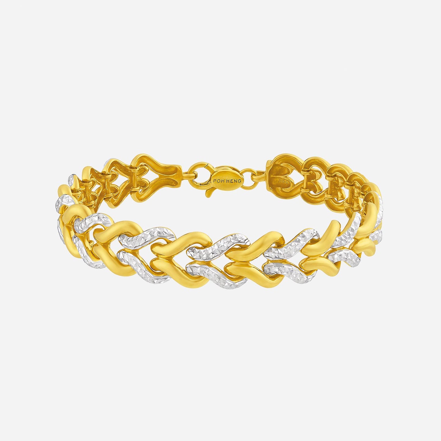 ethereal bracelet in yellow and white gold with intricate interwoven design, perfect for any occasion.