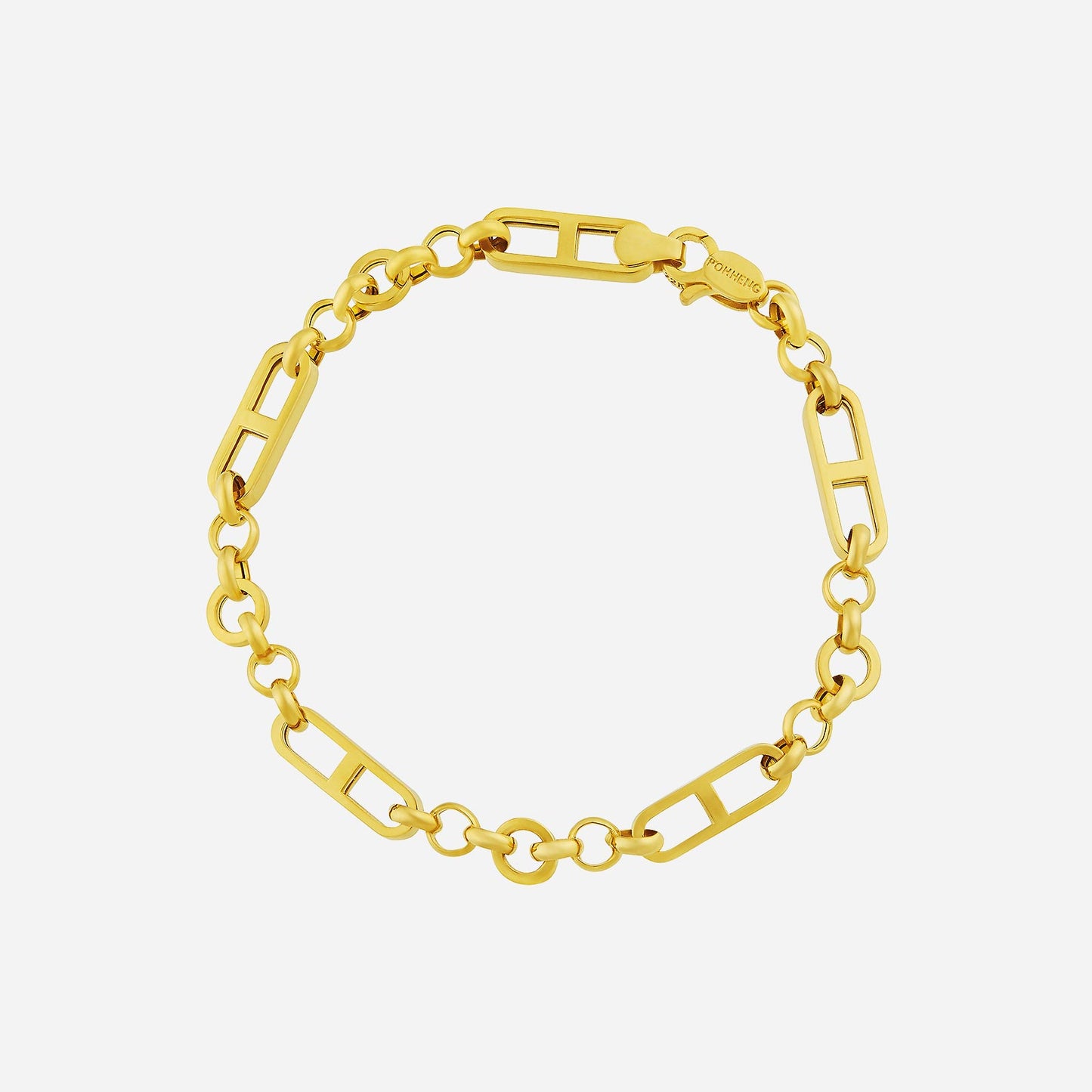 belcher link chain bracelet in 22k yellow gold with bold geometric design, perfect for everyday style.