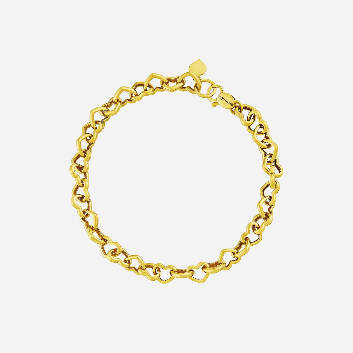 heart link bracelet made of 22k yellow gold with interlocking heart-shaped links for a stylish, everyday accessory.