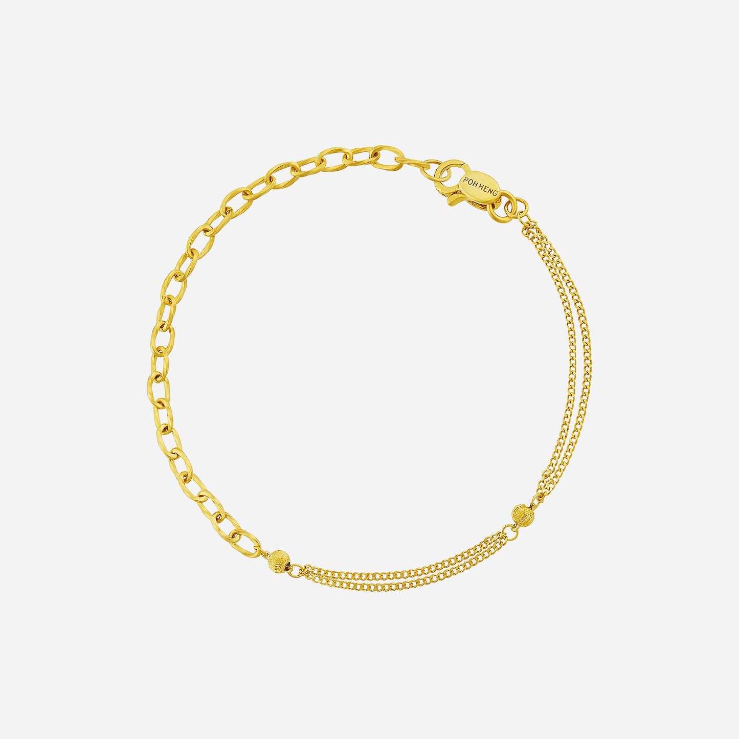 medley beaded bracelet in polished 22k yellow gold with twin chains and beaded accents for an elegant design.