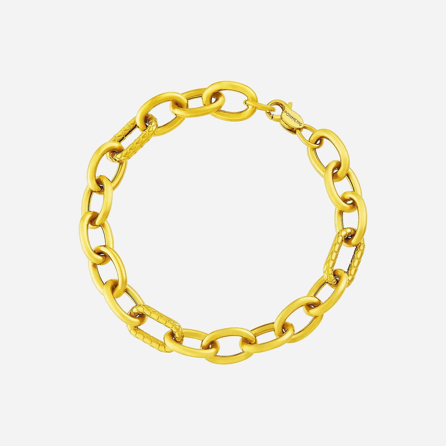 weave link bracelet in 22k yellow gold featuring sculpted, textured links for a modern, polished look.