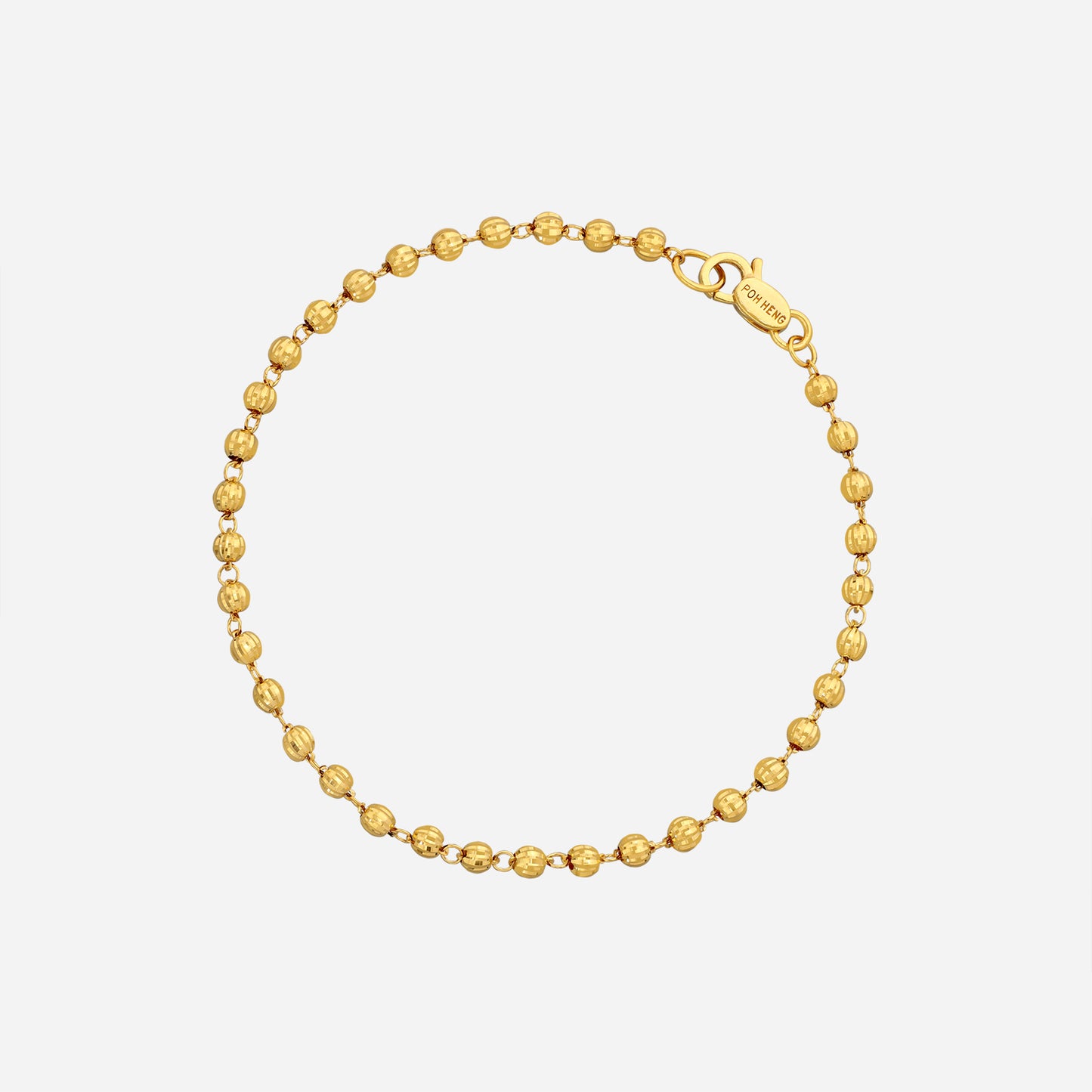 beaded bracelet in 22k yellow gold featuring intricately textured gold beads with a delicate clasp.