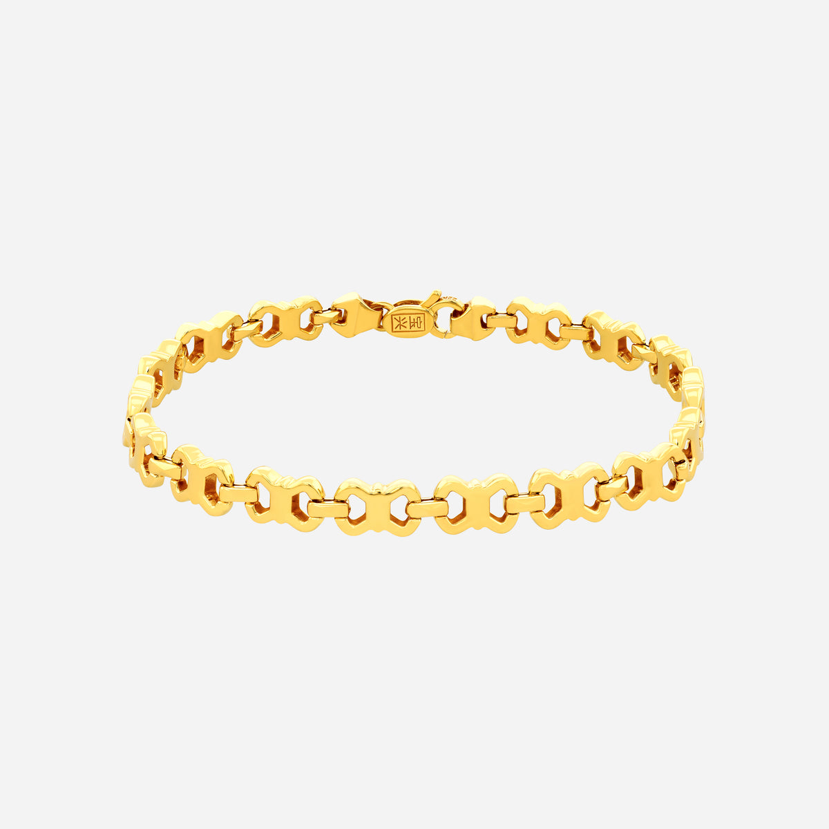 luminous link bracelet in polished 22k yellow gold with elegant barrel beads and delicate spacers.