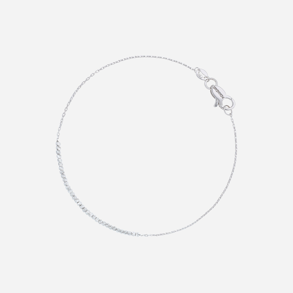 dainty beaded bracelet in 18k white gold, featuring tiny smooth beads in a delicate design. perfect for everyday wear.
