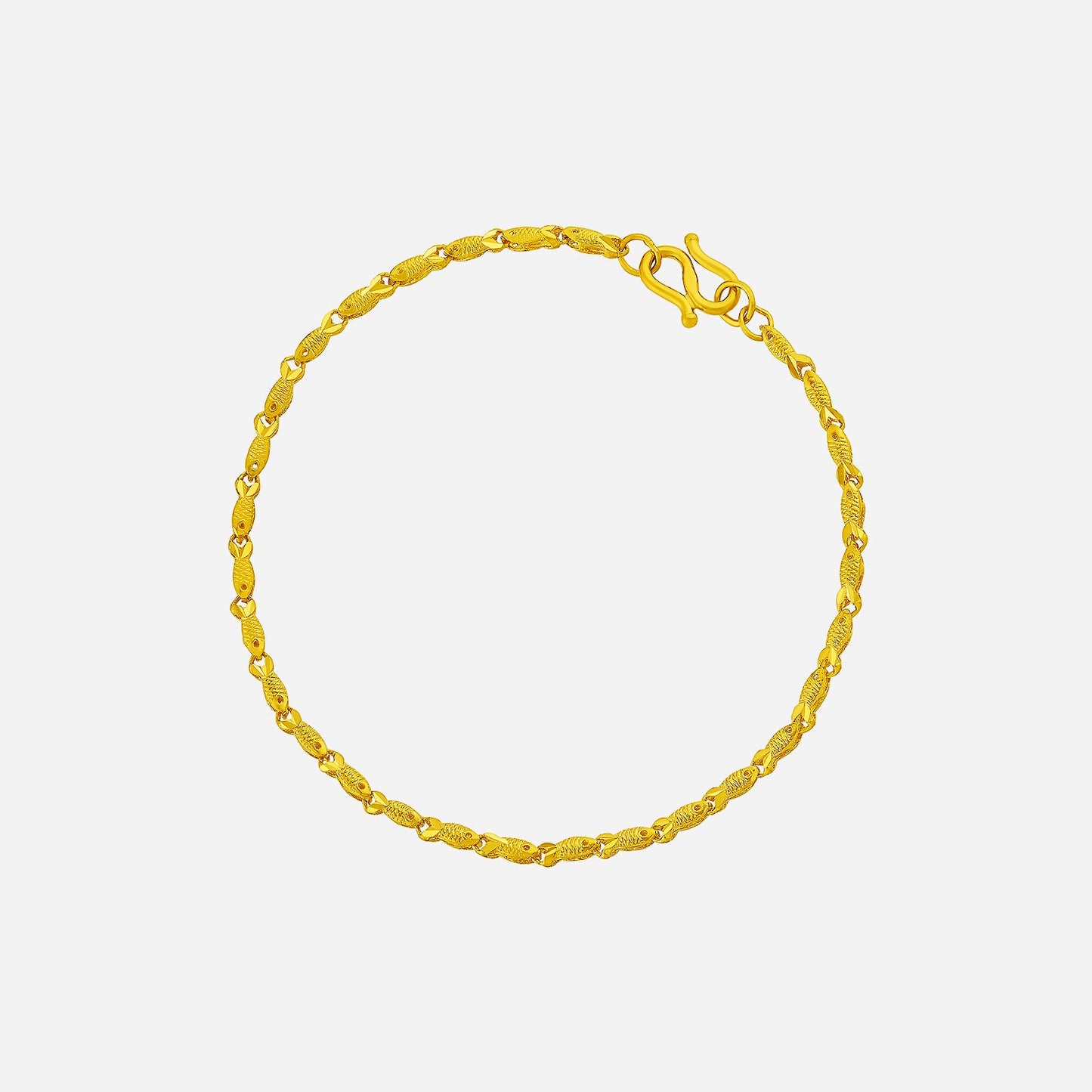 pisces link chain bracelet in 24k yellow gold with fish-shaped links for an elegant and unique design.