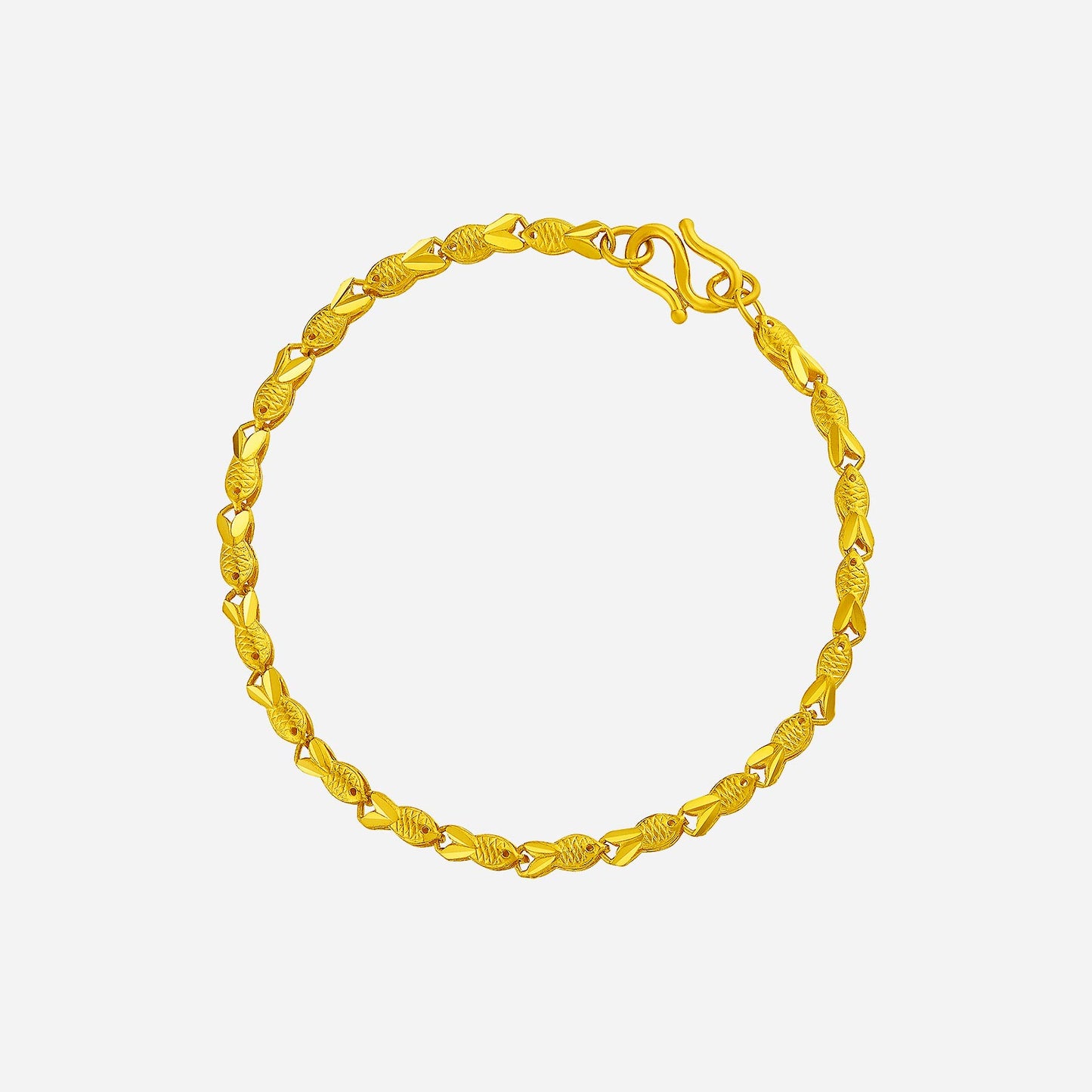 pisces link chain bracelet in 24k yellow gold with fish-shaped links for a stylish, elegant look.