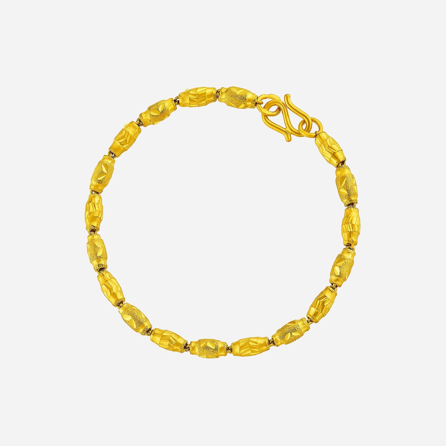 24k yellow gold beaded bracelet with intricately textured beads, perfect for elevating any outfit.