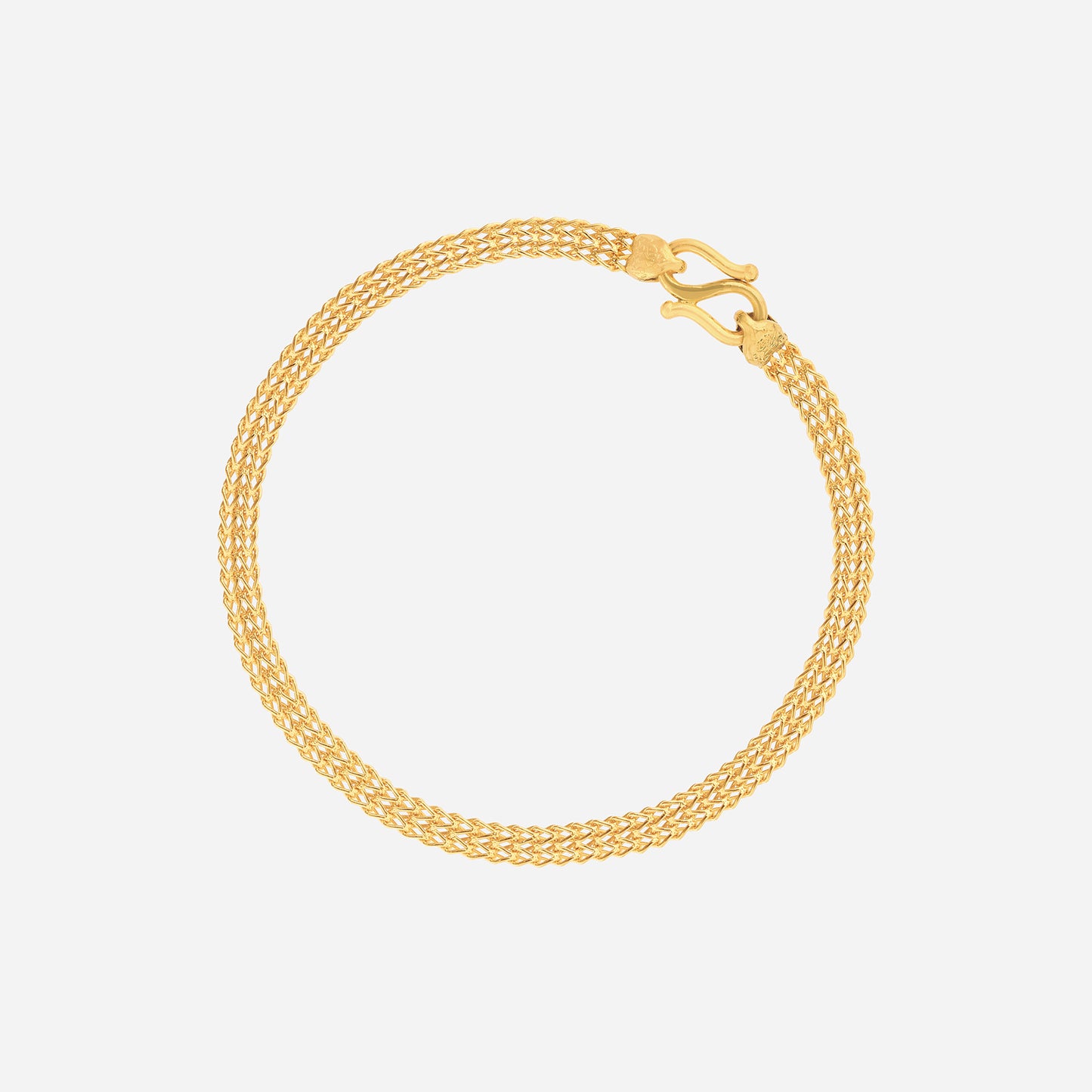 dual spiga chain bracelet in 24k yellow gold with intricately woven spiga links for a bold texture.