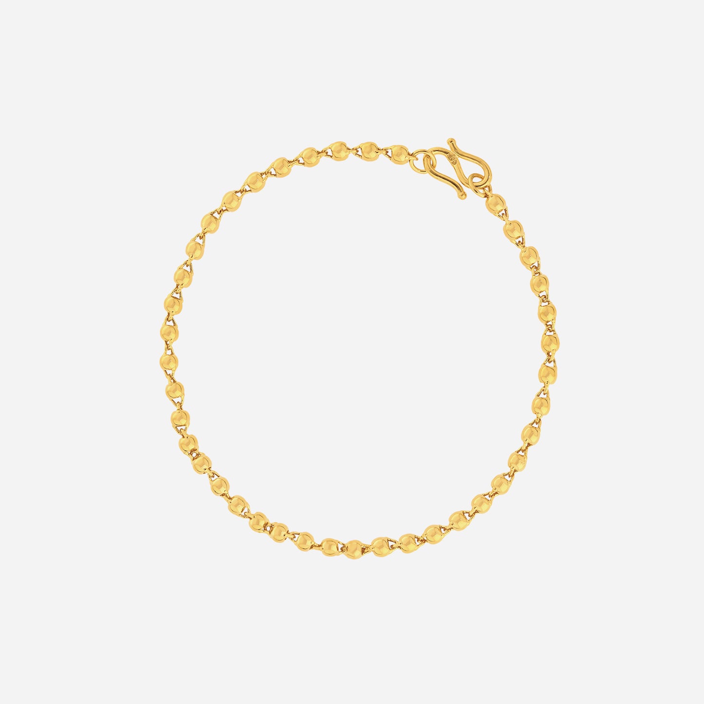 bead bracelet in 24k yellow gold featuring evenly spaced golden beads and a classic design. ideal for everyday wear.