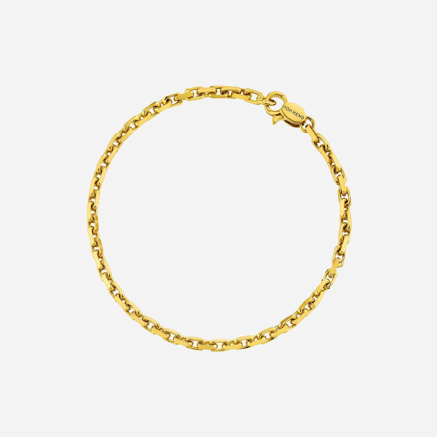 anchor chain bracelet in 22k yellow gold, featuring a sleek interlinked design with a secure clasp closure.