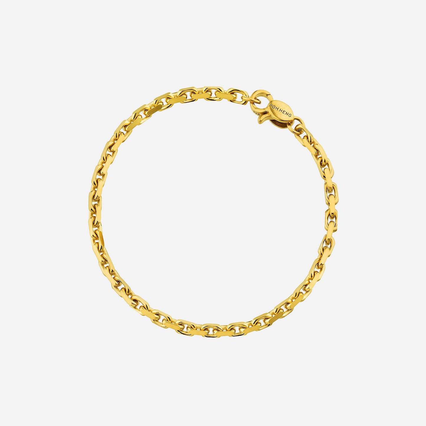 anchor chain bracelet in 22k yellow gold with a secure clasp, featuring a classic nautical design perfect for any wrist.