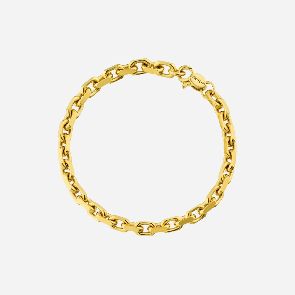 anchor chain bracelet in polished 22k yellow gold with interlocking links for a classic look.