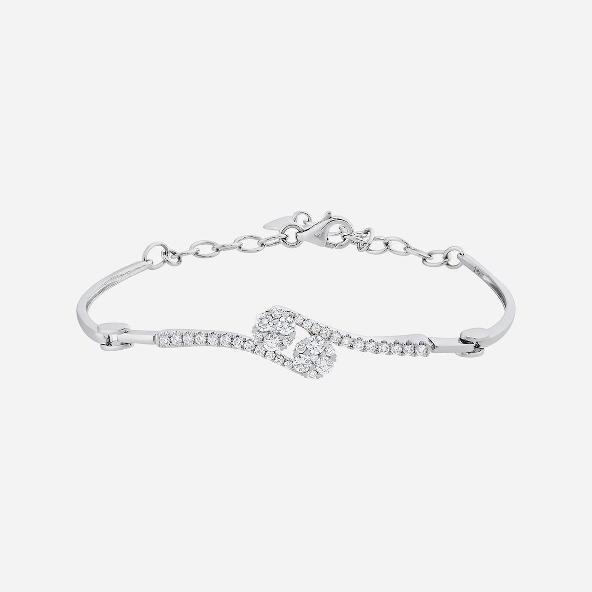 allium diamond bracelet in 18k white gold featuring intertwined diamonds and elegant floral-inspired design.