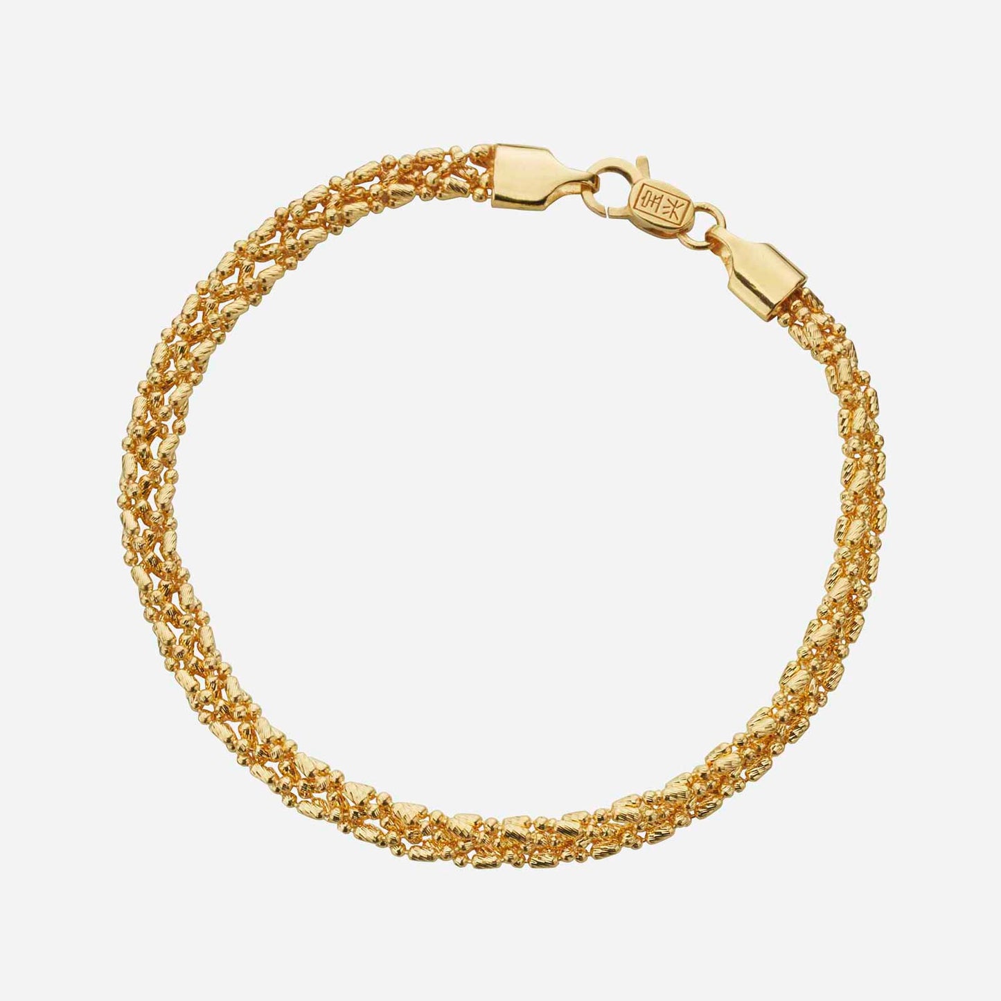 braided bead bracelet in 22k yellow gold featuring a chic design, perfect for symbolizing abundance and prosperity.