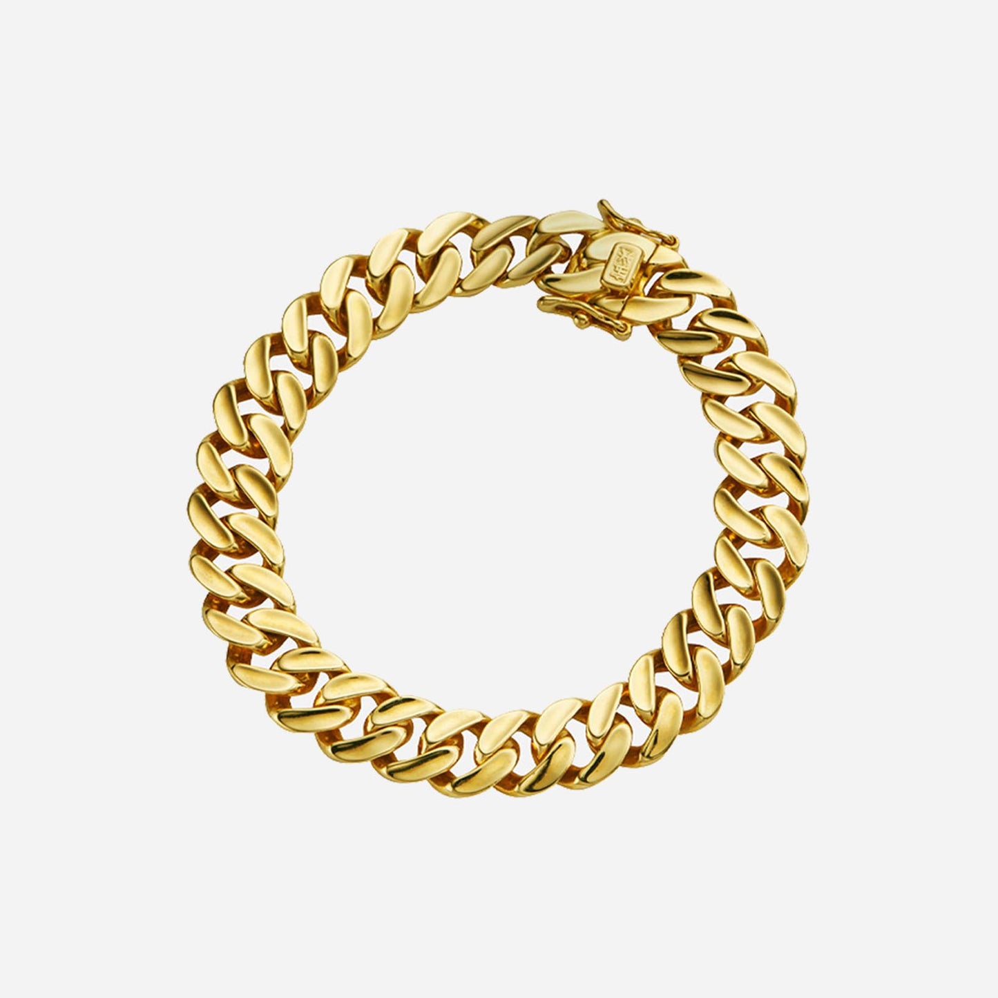 classic 22k yellow gold link bracelet with polished finish and secure clasp design.