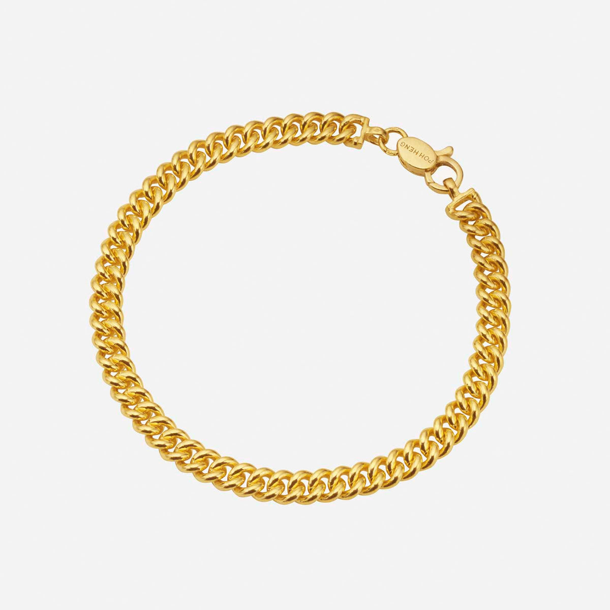 single link chain bracelet in 22k yellow gold, featuring a classic design with secure clasp closure.