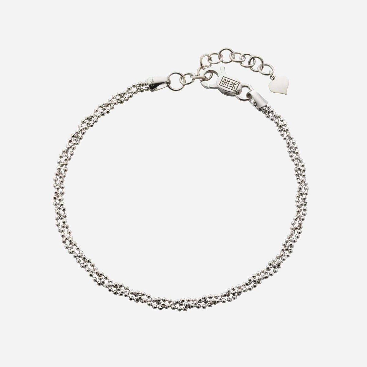 twirl beaded bracelet in 18k white gold with a twist design and clasp closure, perfect for layering with other pieces.