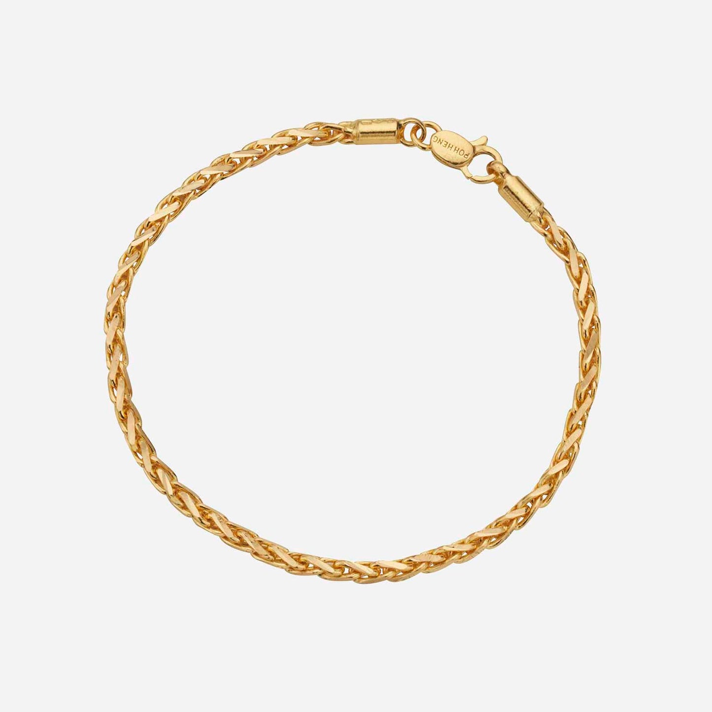 wheat bracelet in 22k yellow gold, intricately woven design showcasing elegant twisted links.