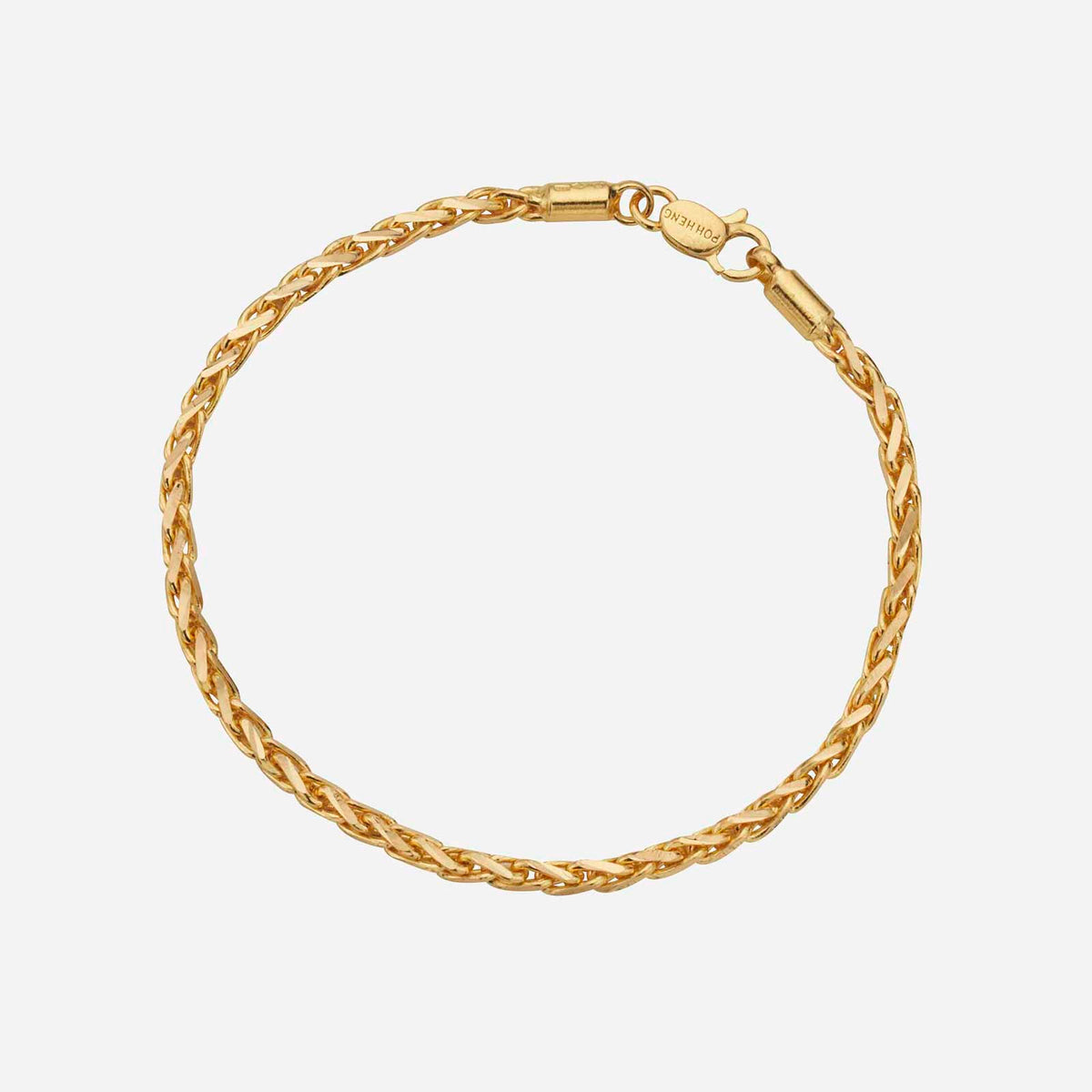 wheat bracelet in 22k yellow gold, featuring an intricately woven design with a secure clasp.