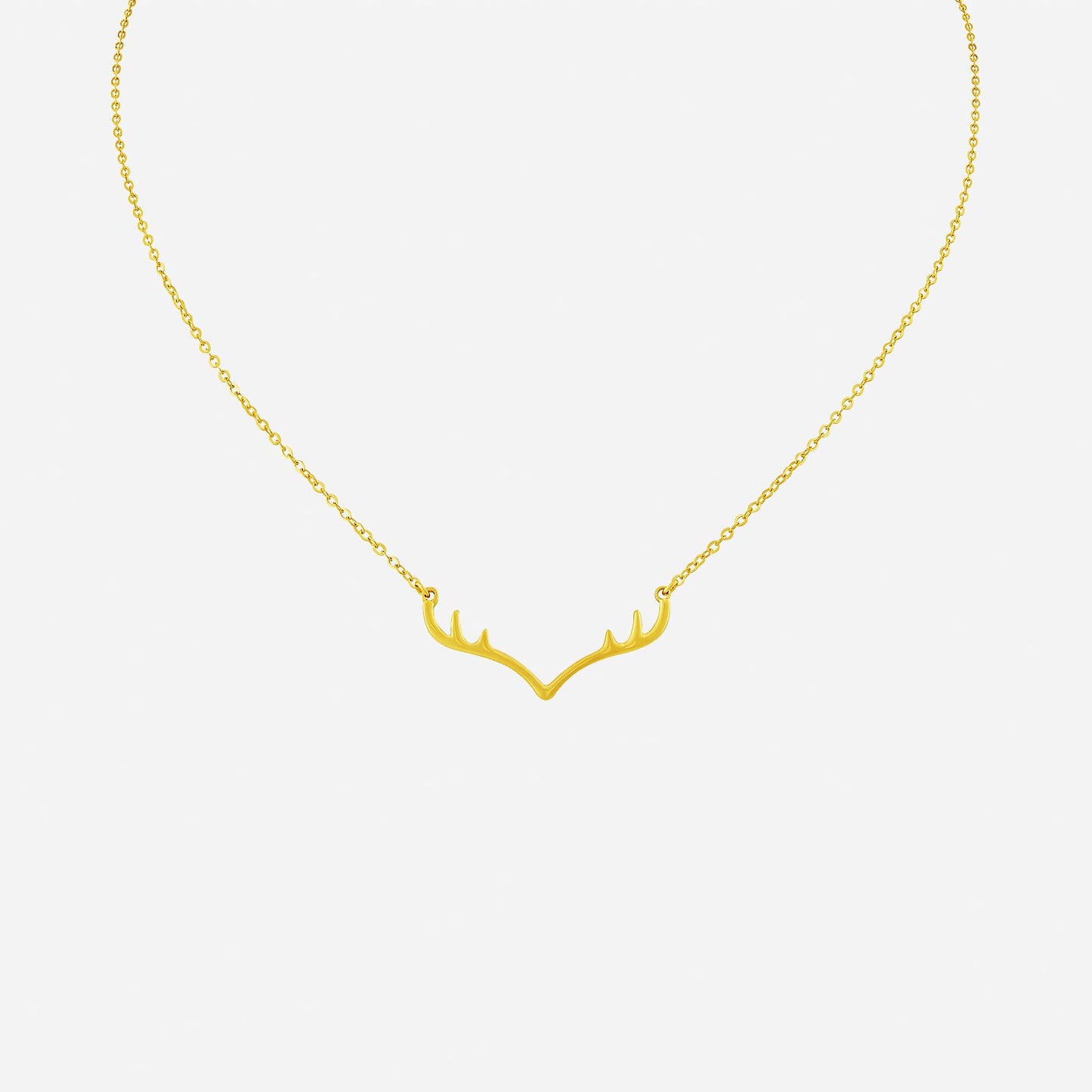 22k yellow gold necklace featuring an antler design, symbolizing nature and elegance. perfect for adventurous spirits.