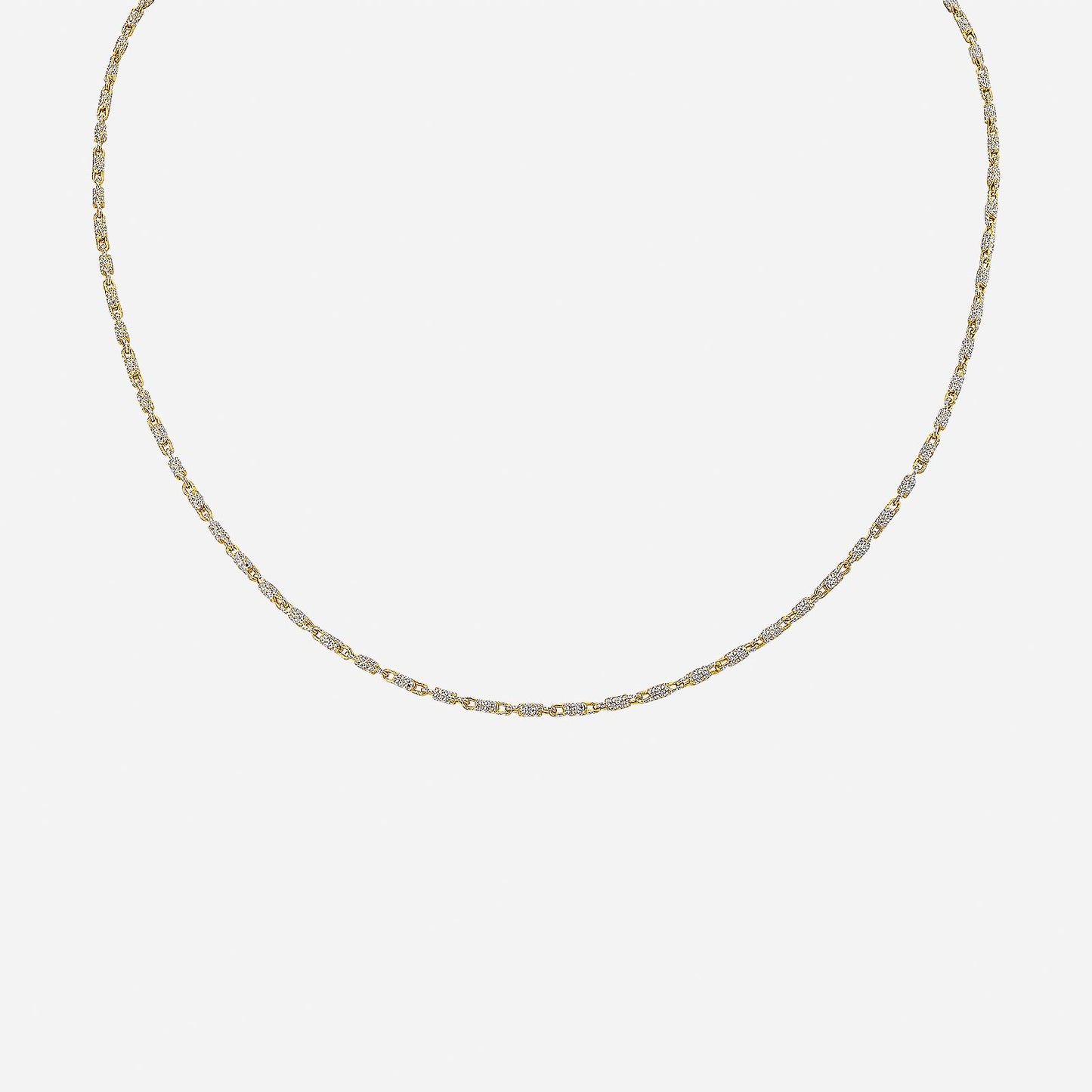 round snail chain necklace in 22k yellow and white gold with interlocking design, perfect for elegant styling.