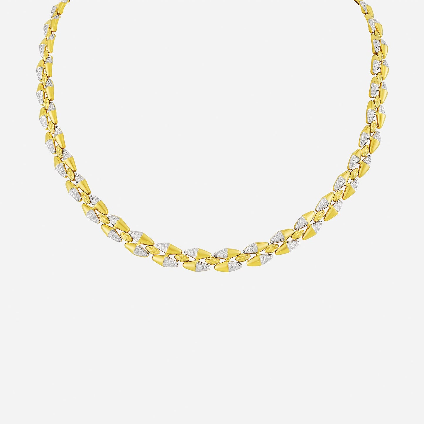 lambent necklace in yellow and white gold featuring elegant glowing links and graceful charm.