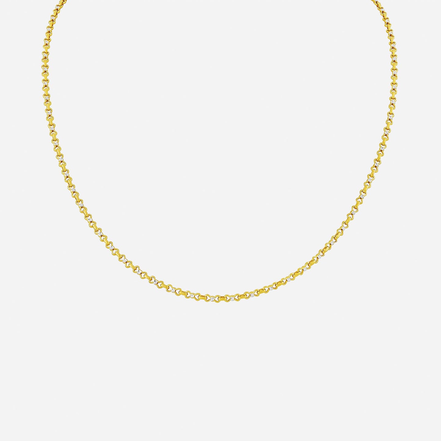 nautical link necklace in 22k yellow and white gold with an elegant intertwined design.