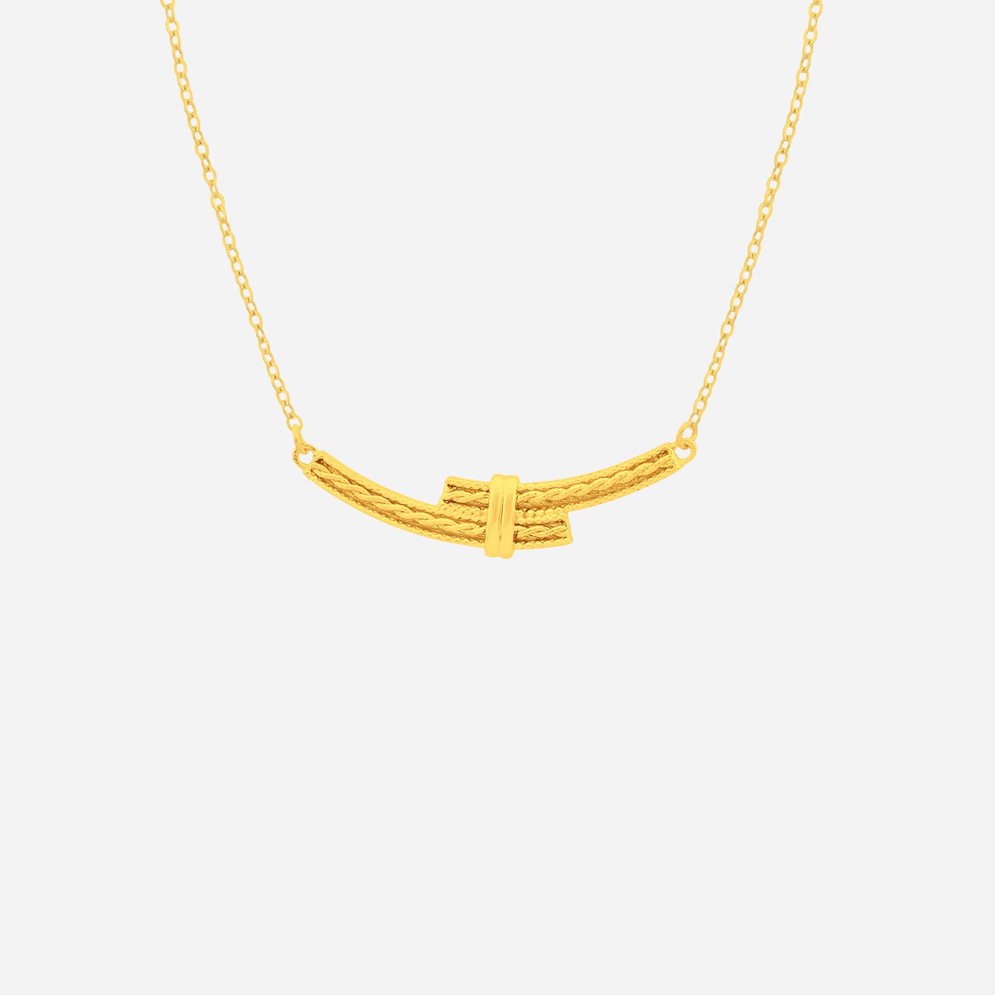 braid bar necklace in 22k yellow gold with a textured braided design, perfect for modern everyday styling.